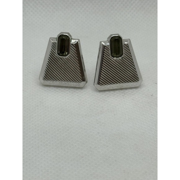 SWANK Other - SWANK Smokey Grey Stone Silvertone Metal Men's Cufflinks Set